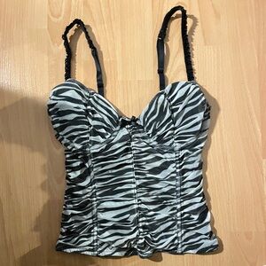 Forever 21 Zebra Print Bustier Top - Black and White